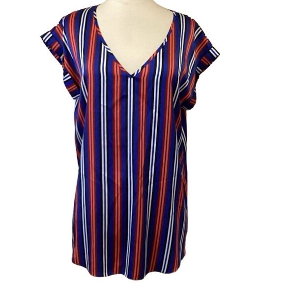 Express Striped Short-Sleeve Tunic Sz L - Picture 2 of 8